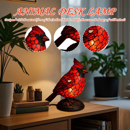 Red Cardinal Bird Shape Small Desktop Lamp