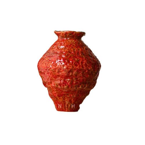Wabi Sabi Retro Jingdezhen Ceramic Vase Dual Use Flower Vase for Fresh or Dried Flowers Zen Tabletop Decor Chunky Pot