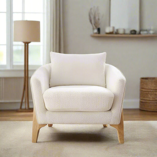 Accent Chair 31" Oversized Reading Chair Comfy Upholstered Boucle Lounge Armchair, Modern Living Room Chair with Back Pillow,Sin
