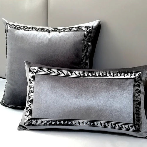 Luxury Velvet Greek Key Pattern Throw Pillow Covers