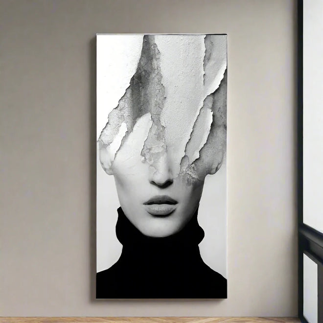 Avant Garde Black & White Female Artistic Headshot Canvas - The Finishing Touch Decor