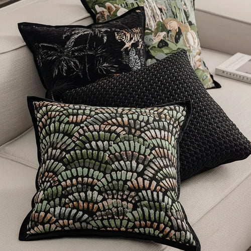 Luxury Retro Green Rolling Forest Throw Pillow Covers