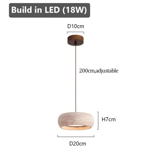 Modern Travertine Pendant Lights Natural Yellow Stone LED Hanging Lamps Indoor Decor Lighting Bedroom Dining Room Bar Study