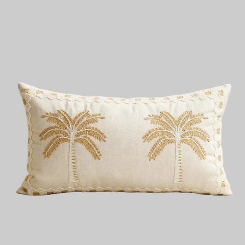Palm Tree Embroidery Linen Throw Pillow Covers