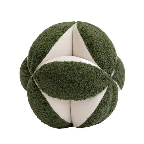 Modern round geometric ball throw pillows from The Finishing Touch Decor, featuring stylish geometric patterns and soft fabric.