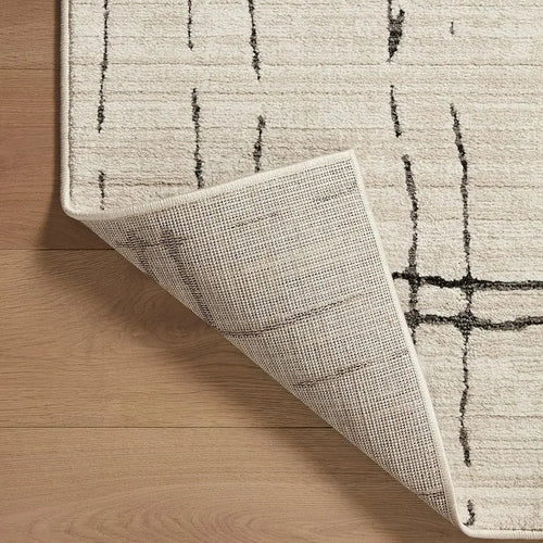 Sand & Grey Low Pile Line Pattern Area Rug 8x10