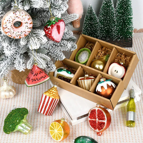 Painted Assortment of Food-Shaped Tree Ornaments