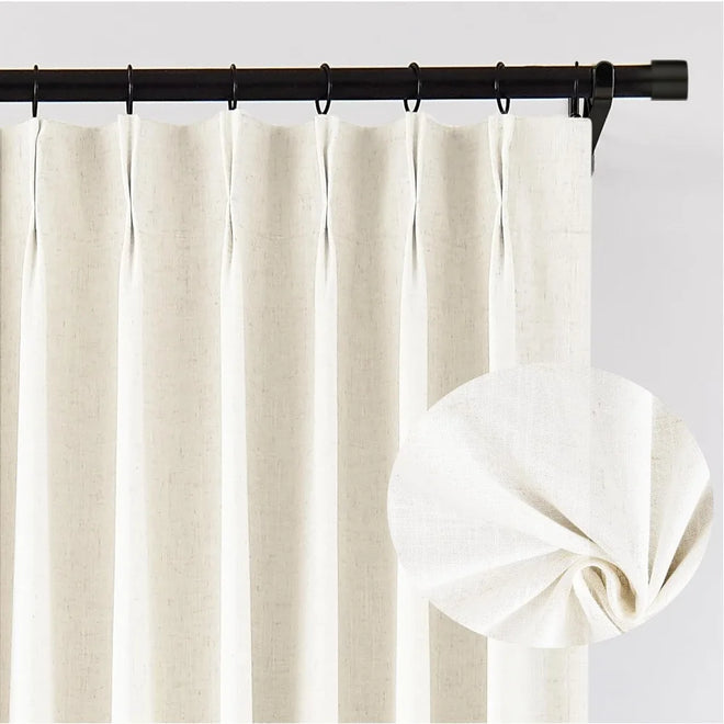Linen Blend Full Blackout Pinch Pleated Curtains - The Finishing Touch Decor