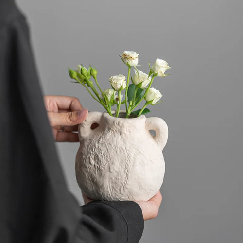 CAPIRON Ceramic Mini Bud Vase Stone Like Small Flower Pot Home Room Interior Decoration Book Shelf Desktop Mantel Decor Gifts