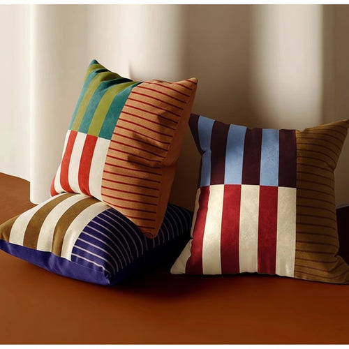 Modern Medieval Stripe Velvet Throw Pillow Cover
