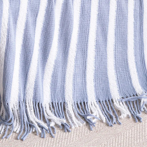 Striped Knit Coastal Lightweight Throw Blanket