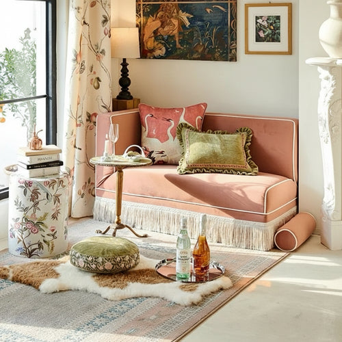 Chenille Crane Print Cottage Throw Pillows