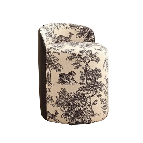 Upholstered Round Wooden Vanity Chair Stool