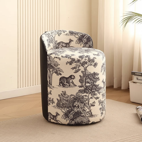 Solid wood vanity chair with round backrest and stool seat, ideal for entrance or living room decor from The Finishing Touch Decor