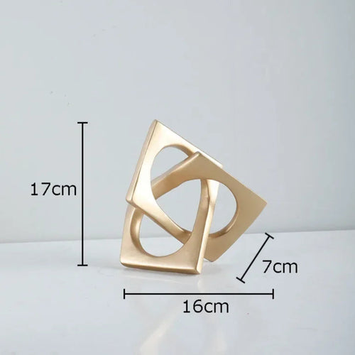 Abstract Geometric Distortion Ornaments Crafts Desk Decoration Golden Square Collar Artwork Statue Room Aesthetics Decor