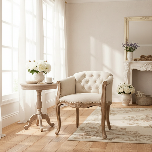 Solid wood antique American country accent chair with a classic design, small furniture piece featuring natural wood finish.