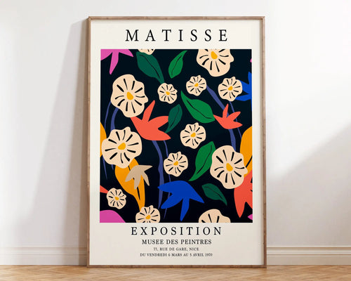 Abstract floral Matisse poster and print by The Finishing Touch Decor, featuring vibrant flower market and botanical cut-outs on canvas