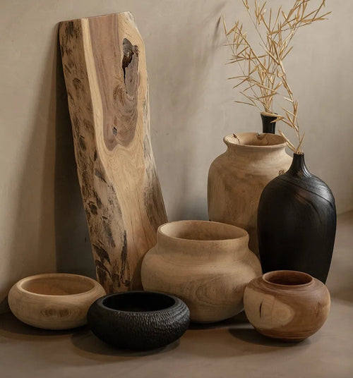 Wabi-sabi Seamless Solid Camphor Wood Large Vase - The Finishing Touch Decor