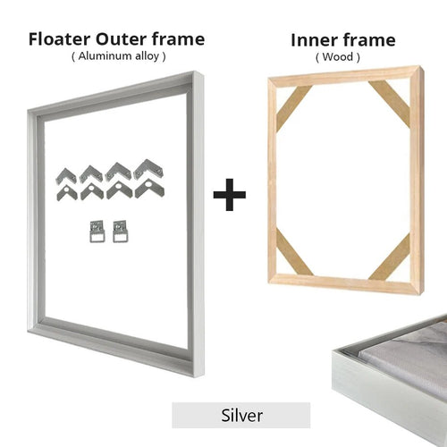 Wall Art Floating Metal and Wood Frame DIY Kit for Canvas Print, Picture, Oil Painting - The Finishing Touch Decor