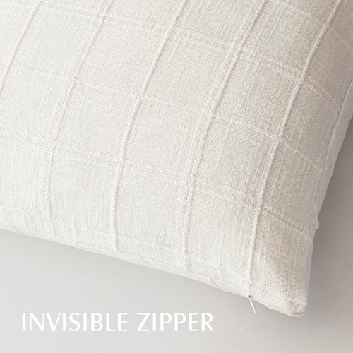 Neutral linen cotton throw pillow cover with textured design, decorative cushion cover by The Finishing Touch Decor.