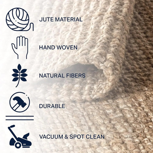 Hand-Woven Chunky Braided Natural Jute 8 x 10 ft
