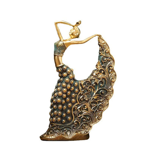 Gold Resin Female Flamenco Dancer Figurine
