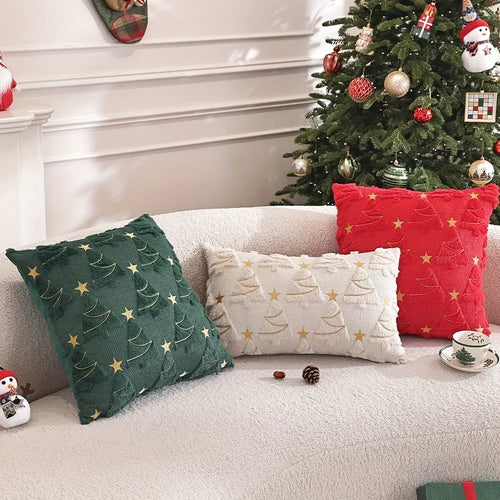 Christmas Tree Embossed Soft Throw Pillow Cover