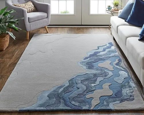 Irregular Wave New Zealand Wool Area Rug
