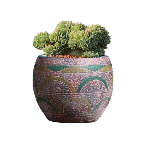 Mediterranean Succulent Ceramic Flowerpot