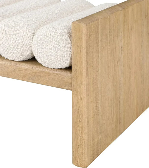 Cream Bench with Solid Wood Rich Natural Finish