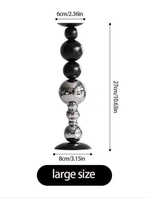 Silver & Black Set of 2 Modern Tall Candle Holders