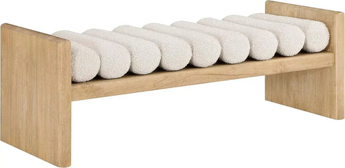 Cream Bench with Solid Wood Rich Natural Finish