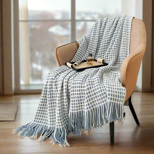 Tassel Waffle Blanket for Beds Thread Blanket for Picnic Blue Towel Blanket for Sofa 130x170cm Blanket for Travel Plaids Sofa