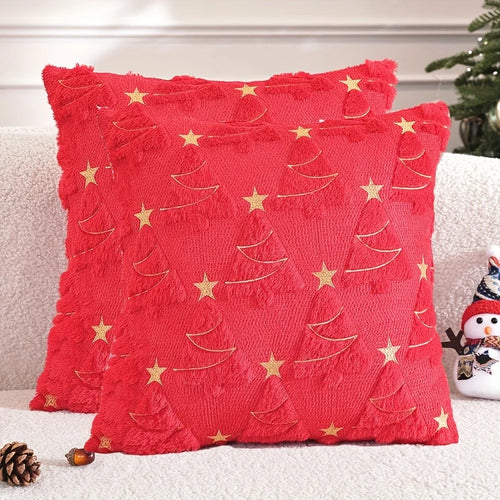 Christmas Tree Embossed Soft Throw Pillow Cover