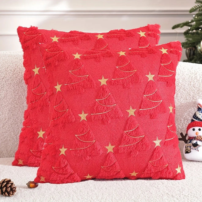 Christmas Tree Embossed Soft Throw Pillow Cover