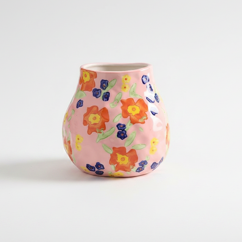 Retro Cottage Hand-Painted Ceramic Bud Vase