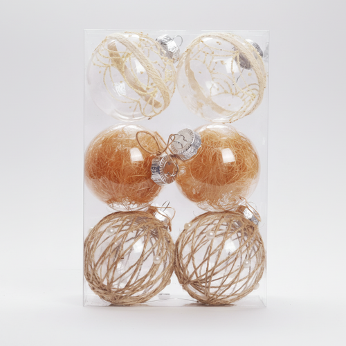 Set of decorative balls with measurements on a white background