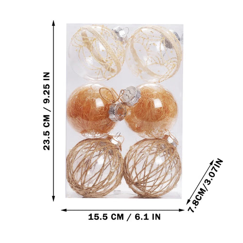 Jute & Straw Rustic Clear Ball Ornaments - Set of 6