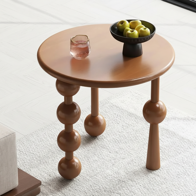 Scandinavian Solid Rubber Wood Small Side Table
