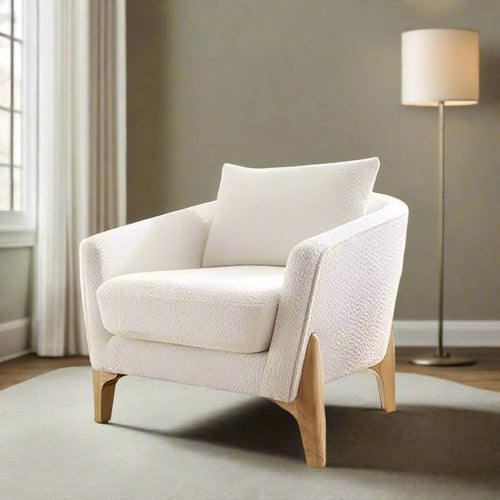 Accent Chair 31" Oversized Reading Chair Comfy Upholstered Boucle Lounge Armchair, Modern Living Room Chair with Back Pillow,Sin