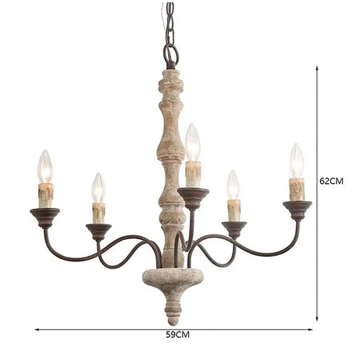 Creative American Retro French Wood Chandelier Restaurant Homestay Bedroom Lamp Nordic Home Living Room Kitchen Pendant Lamp