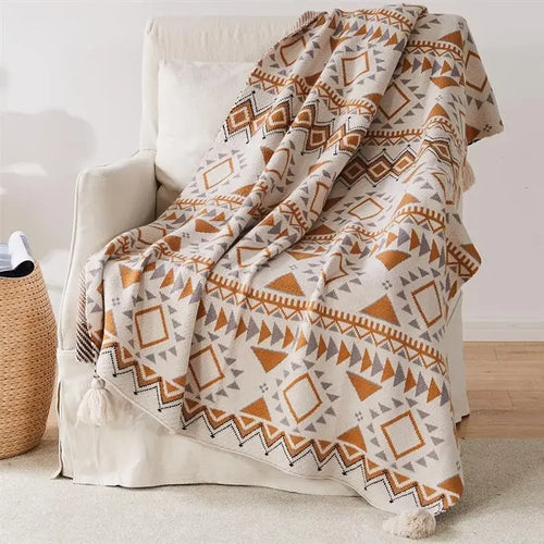 Soft Ethnic Striped Bohemian Throw Blanket