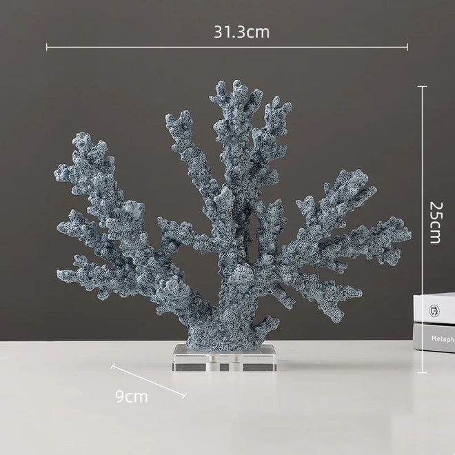 Simulated coral branch resin sculpture table art by The Finishing Touch Decor, natural coral-like design for home decor.