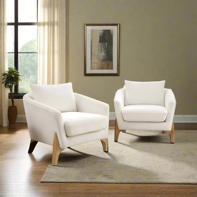 Accent Chair 31" Oversized Reading Chair Comfy Upholstered Boucle Lounge Armchair, Modern Living Room Chair with Back Pillow,Sin