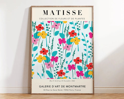 Abstract flowers Matisse poster by The Finishing Touch Decor, featuring vibrant floral canvas and botanical cut outs artwork.