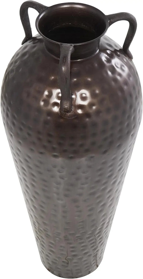 Tall Hammered Metal Floor Urn Vase 28"