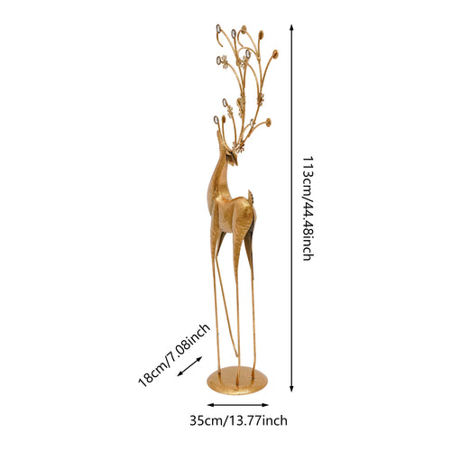 Gold & Rhinestone Tall 3.5ft Reindeer Statue