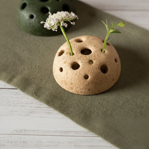 Japandi Lotus ceramic seedpod planter set by The Finishing Touch Decor, showcasing minimalist, modern ceramic planters with a lotus design.