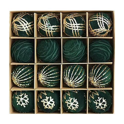 Flocked 6cm Round Christmas Tree Ornaments