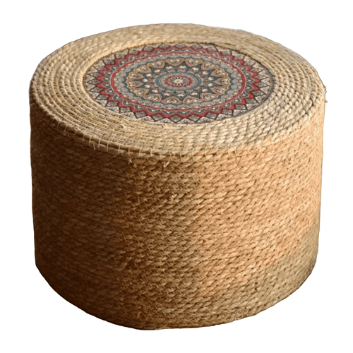 Braided Rattan Bohemian Footstool Ottoman